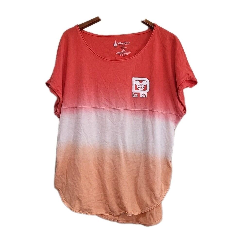 Disney Peach & White Ombre Short Sleeve Spirit Jersey Sweatshirt MEDIUM Women’s